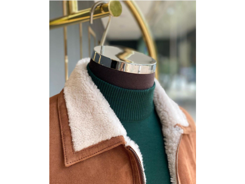 Premium Suede Leather Jacket with Shearling Collar