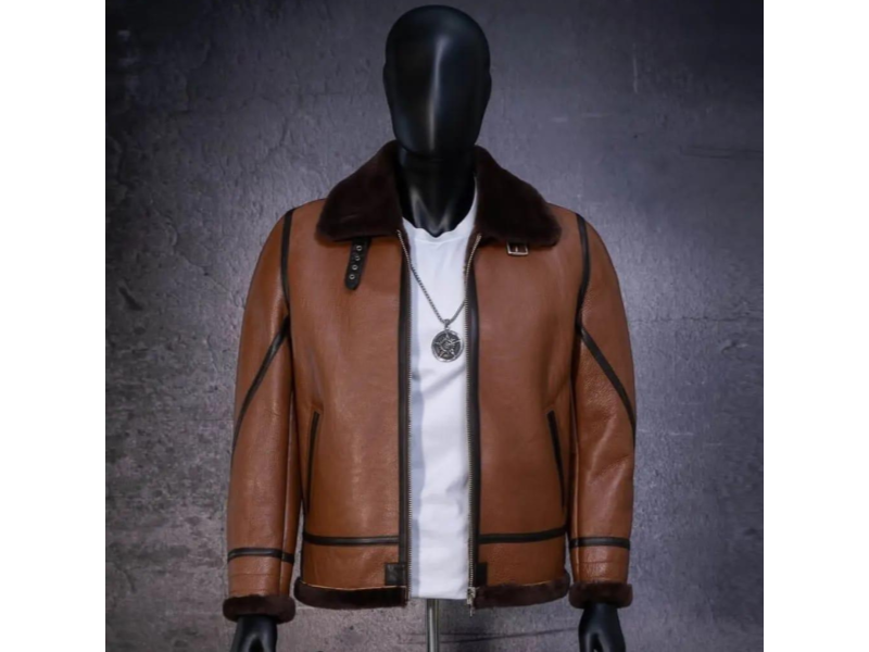 Rugged Shearling Leather Jacket