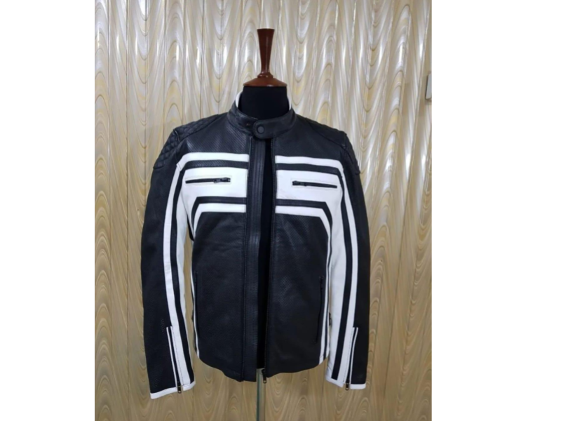 Modern Black & White Leather Jacket