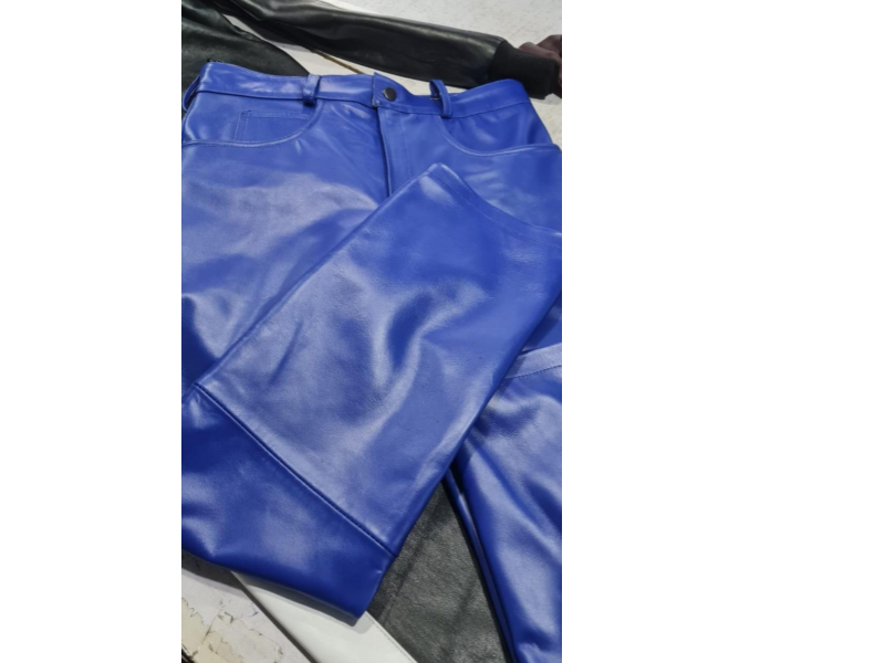 Vibrant Blue Leather Pants