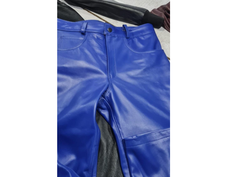 Vibrant Blue Leather Pants